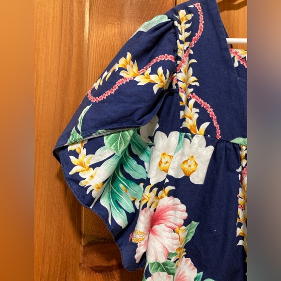 XL Royal Creations Hawaiian MuuMuu Womens muu muu dress cotton blue hibiscus - Picture 5 of 11